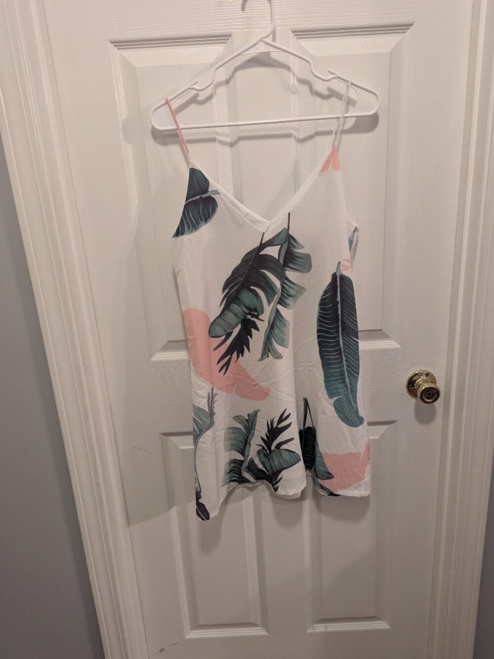 Shein white slip dress with pink and green print - M - Picture 4 of 5